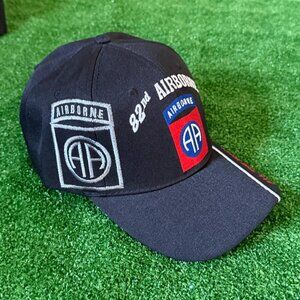 US Army 82nd Airborne Division "All The Way" Black Embroidered Ball Cap Hat